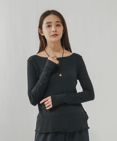 GLOBAL WORK(グローバルワーク)の「Fffit エフィット/温度調節ストレッチボートネックTシャツ長袖/612404(Tシャツ/カットソー・レディース・ブラック/ホワイト/ブラウン系その他6・LARGE/X-LARGE/SMALL/MEDIUM)」の11枚目の写真