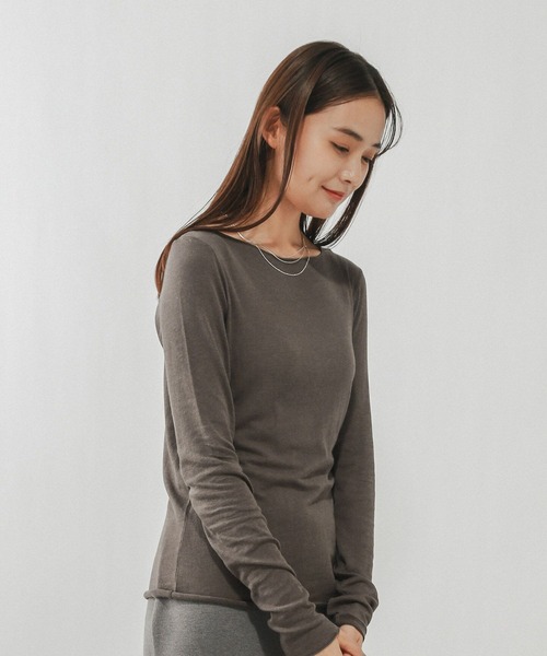 GLOBAL WORK(グローバルワーク)の「Fffit エフィット/温度調節ストレッチボートネックTシャツ長袖/612404(Tシャツ/カットソー・レディース・ブラック/ホワイト/ブラウン系その他6・LARGE/X-LARGE/SMALL/MEDIUM)」の16枚目の写真