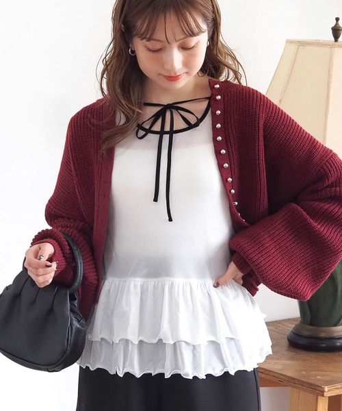 tiptop（ティップトップ）の「前後2wayシアードット裾ティアードロンT（Tシャツ/カットソー・レディース・ホワイト系その他/ブラック/オフホワイト/ブラック系その他・FREE）」の2枚目の写真