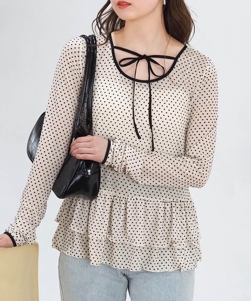 tiptop（ティップトップ）の「前後2wayシアードット裾ティアードロンT（Tシャツ/カットソー・レディース・ホワイト系その他/ブラック/オフホワイト/ブラック系その他・FREE）」の22枚目の写真