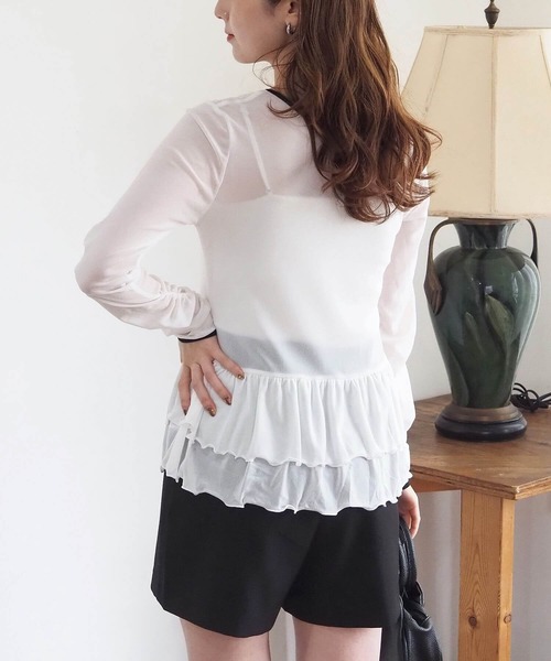 tiptop（ティップトップ）の「前後2wayシアードット裾ティアードロンT（Tシャツ/カットソー・レディース・ホワイト系その他/ブラック/オフホワイト/ブラック系その他・FREE）」の10枚目の写真