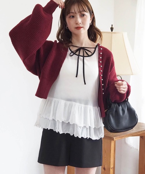 tiptop（ティップトップ）の「前後2wayシアードット裾ティアードロンT（Tシャツ/カットソー・レディース・ホワイト系その他/ブラック/オフホワイト/ブラック系その他・FREE）」の11枚目の写真