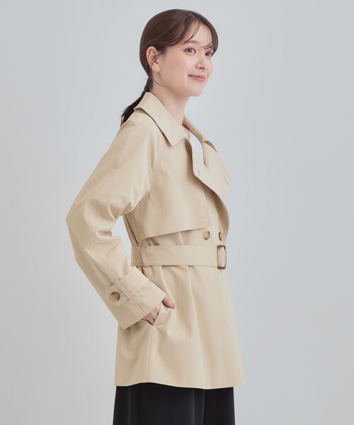 SHOO・LA・RUE（シューラルー）の「【S-LL/撥水】通勤やお出かけにも活躍 ミドルトレンチコート（トレンチコート・レディース・ライトグレー/ネイビー/ベージュ・02/03/01/04）」の11枚目の写真