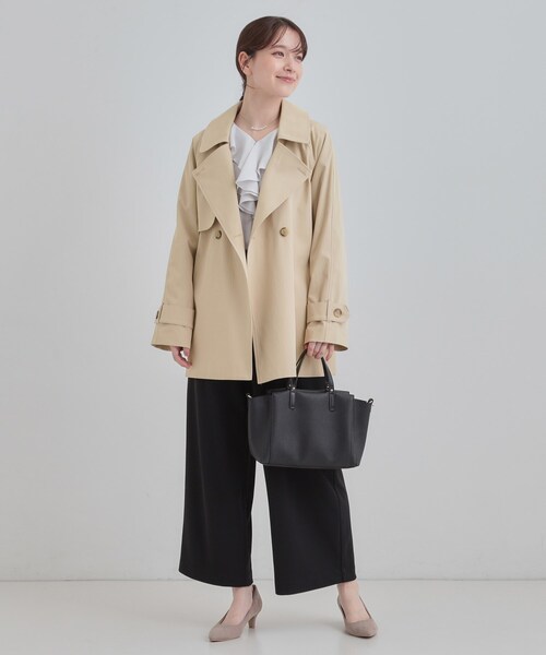 SHOO・LA・RUE（シューラルー）の「【S-LL/撥水】通勤やお出かけにも活躍 ミドルトレンチコート（トレンチコート・レディース・ライトグレー/ネイビー/ベージュ・02/03/01/04）」の12枚目の写真