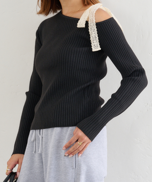 セール】リボンレースリブKNIT（ニット/セーター）｜U by SPICK&SPAN