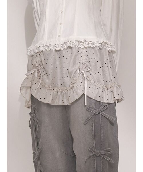 merry jenny（メリージェニー）の「airy lace apron（スカート・レディース・その他1/グレー/オフホワイト・FREE）」の2枚目の写真