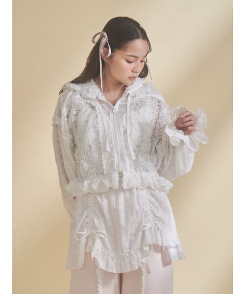 merry jenny（メリージェニー）の「airy lace apron（スカート・レディース・その他1/グレー/オフホワイト・FREE）」の9枚目の写真