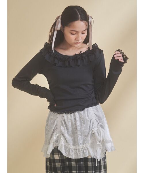 merry jenny（メリージェニー）の「airy lace apron（スカート・レディース・その他1/グレー/オフホワイト・FREE）」の19枚目の写真