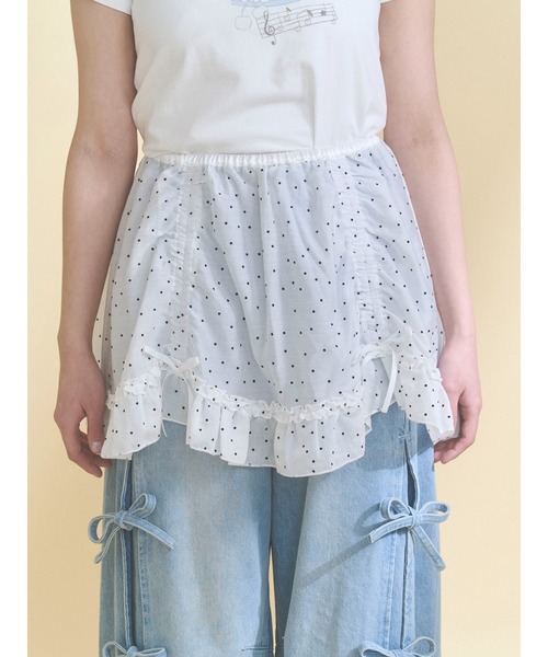 merry jenny(メリージェニー)の「airy lace apron(スカート・レディース・その他1/グレー/オフホワイト・FREE)」の3枚目の写真