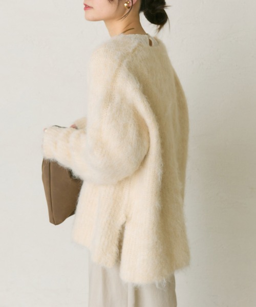 PUAL CE CIN(ピュアルセシン)の「起毛Vネックニットプルオーバー(ニット/セーター・レディース・ピンク/ライトベージュ/グレー/ブルー・FREE)」の6枚目の写真