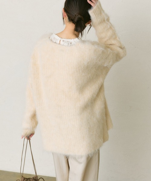 PUAL CE CIN(ピュアルセシン)の「起毛Vネックニットプルオーバー(ニット/セーター・レディース・ピンク/ライトベージュ/グレー/ブルー・FREE)」の7枚目の写真