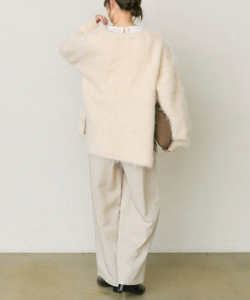 PUAL CE CIN(ピュアルセシン)の「起毛Vネックニットプルオーバー(ニット/セーター・レディース・ピンク/ライトベージュ/グレー/ブルー・FREE)」の10枚目の写真