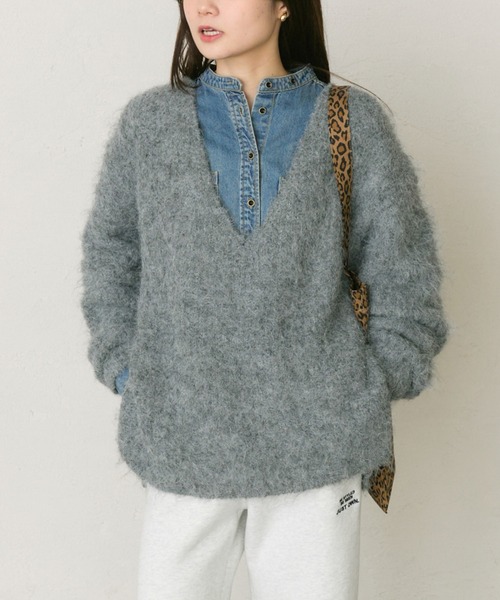 PUAL CE CIN(ピュアルセシン)の「起毛Vネックニットプルオーバー(ニット/セーター・レディース・ピンク/ライトベージュ/グレー/ブルー・FREE)」の17枚目の写真