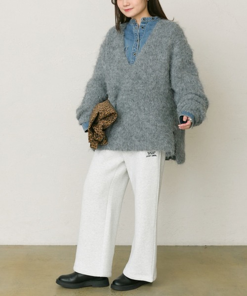 PUAL CE CIN(ピュアルセシン)の「起毛Vネックニットプルオーバー(ニット/セーター・レディース・ピンク/ライトベージュ/グレー/ブルー・FREE)」の20枚目の写真