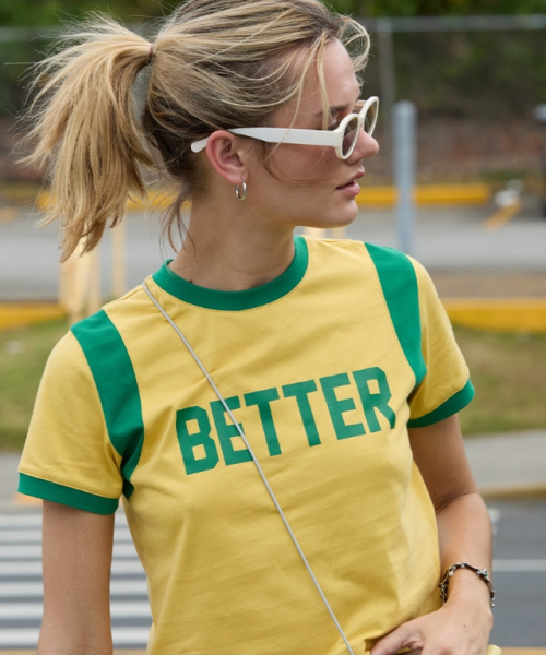 MOODBETTER(ムード ベター)の「BETTER LINGER CROP T SHIRTS YELLOW(Tシャツ/カットソー・レディース・その他・FREE)」の1枚目の写真