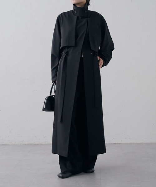 Lui's(ルイス)の「マルチWAYレイヤースタンドカラーコート(トレンチコート・レディース・ブラック/モカ・FREE)」の10枚目の写真