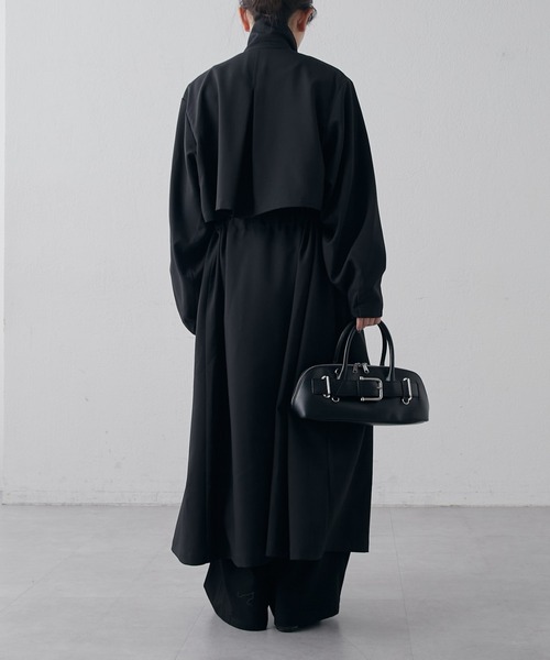 Lui's(ルイス)の「マルチWAYレイヤースタンドカラーコート(トレンチコート・レディース・ブラック/モカ・FREE)」の12枚目の写真