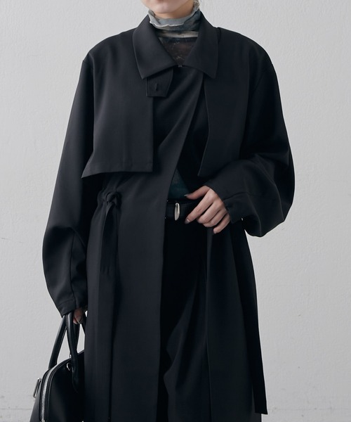 Lui's(ルイス)の「マルチWAYレイヤースタンドカラーコート(トレンチコート・レディース・ブラック/モカ・FREE)」の18枚目の写真