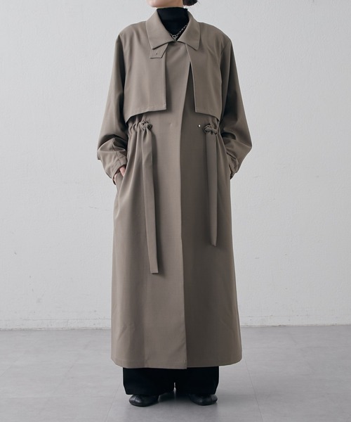 Lui's(ルイス)の「マルチWAYレイヤースタンドカラーコート(トレンチコート・レディース・ブラック/モカ・FREE)」の21枚目の写真