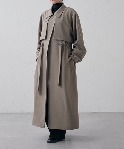 Lui's(ルイス)の「マルチWAYレイヤースタンドカラーコート(トレンチコート・レディース・ブラック/モカ・FREE)」の5枚目の写真