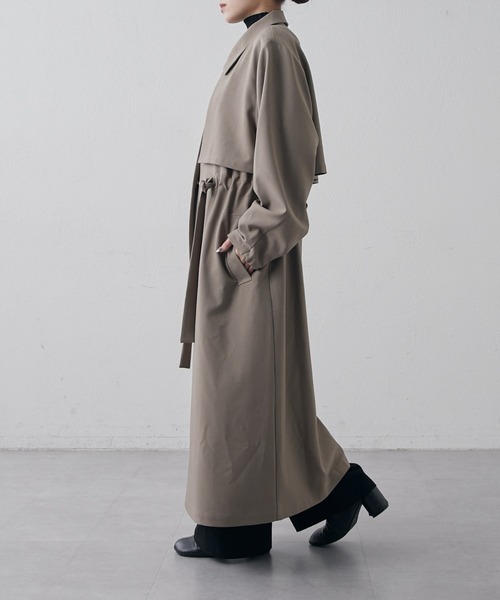 Lui's(ルイス)の「マルチWAYレイヤースタンドカラーコート(トレンチコート・レディース・ブラック/モカ・FREE)」の6枚目の写真