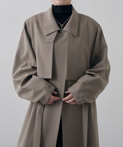Lui's(ルイス)の「マルチWAYレイヤースタンドカラーコート(トレンチコート・レディース・ブラック/モカ・FREE)」の22枚目の写真