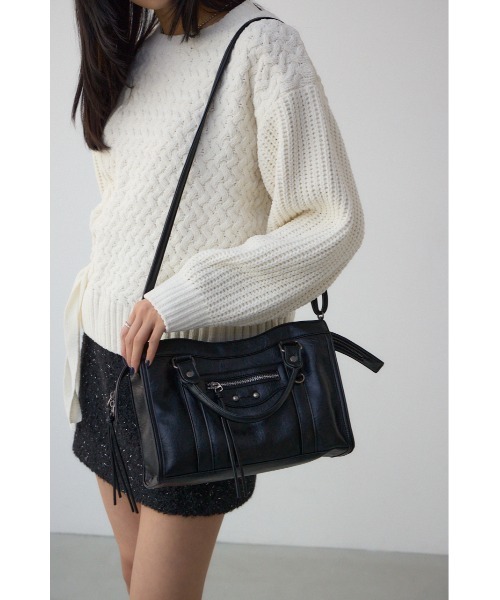 AZUL by moussy(アズールバイマウジー)の「フェイクレザーハンドバッグ(ショルダーバッグ・レディース・ブラック/アンティークシルバー/アイボリー・FREE)」の13枚目の写真