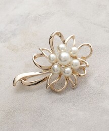 OPAQUE.CLIP | メタルフラワーフェイクパールブローチ(ブローチ/コサージュ)