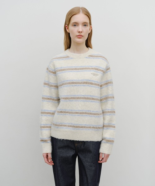 MARITHE + FRANCOIS GIRBAUD(マリテフランソワジルボー)の「MULTI STRIPE KNIT PULLOVER(ニット/セーター・レディース・アイボリー・X-LARGE/LARGE/MEDIUM/SMALL)」の1枚目の写真
