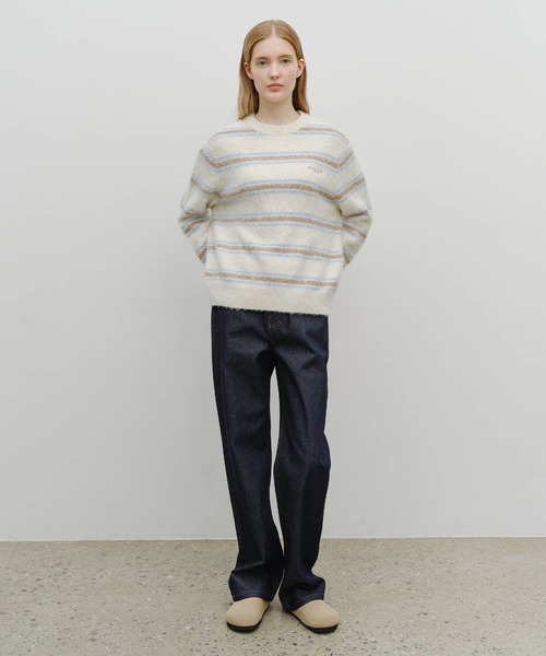 MARITHE + FRANCOIS GIRBAUD(マリテフランソワジルボー)の「MULTI STRIPE KNIT PULLOVER(ニット/セーター・レディース・アイボリー・X-LARGE/LARGE/MEDIUM/SMALL)」の2枚目の写真