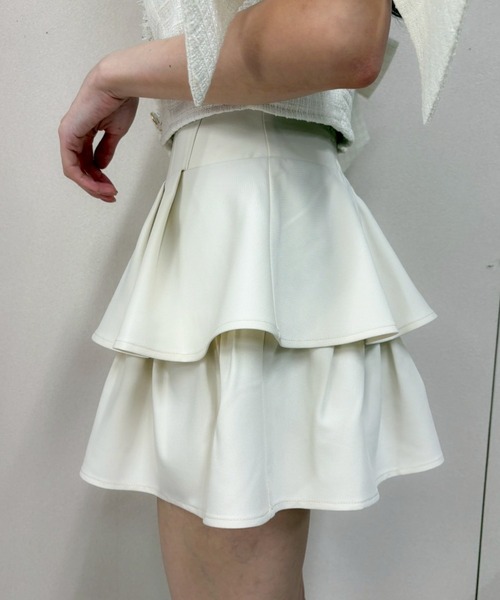 LIPSERVICE（リップサービス）の「インナーショーパン付フリルティアードスカート（スカート・レディース・ブラック/アイボリー・S/M）」の3枚目の写真