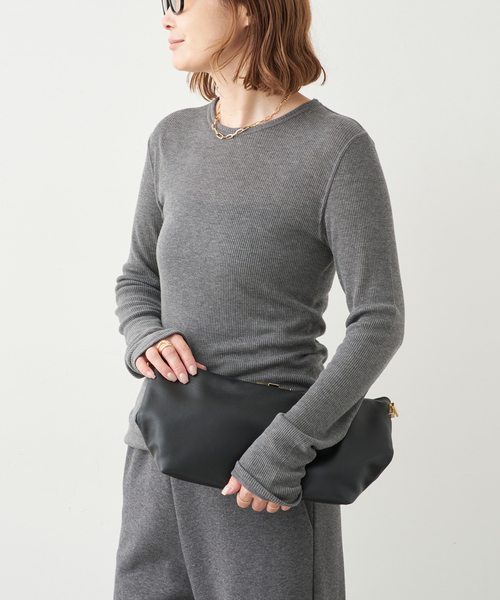 Deuxieme Classe（ドゥーズィエムクラス）の「テレコ ロングスリーブ プルオーバー（Tシャツ/カットソー・レディース・ホワイト/チャコールグレー・FREE）」の4枚目の写真