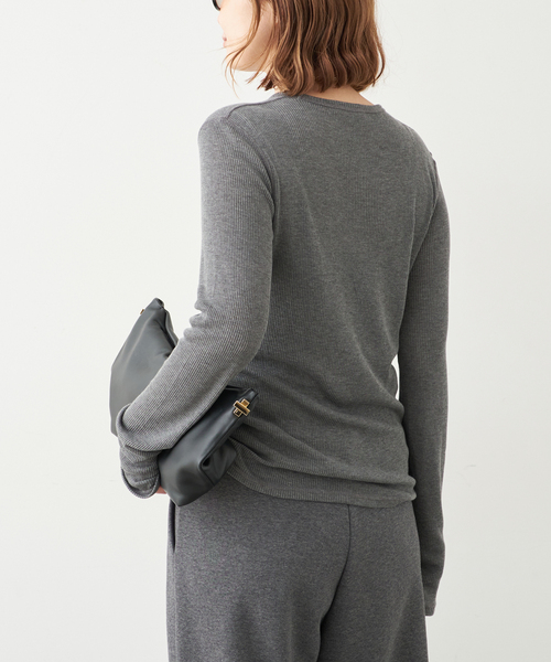 Deuxieme Classe（ドゥーズィエムクラス）の「テレコ ロングスリーブ プルオーバー（Tシャツ/カットソー・レディース・ホワイト/チャコールグレー・FREE）」の5枚目の写真