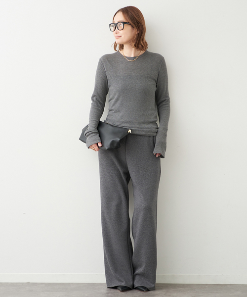 Deuxieme Classe（ドゥーズィエムクラス）の「テレコ ロングスリーブ プルオーバー（Tシャツ/カットソー・レディース・ホワイト/チャコールグレー・FREE）」の6枚目の写真