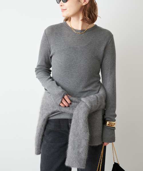 Deuxieme Classe（ドゥーズィエムクラス）の「テレコ ロングスリーブ プルオーバー（Tシャツ/カットソー・レディース・ホワイト/チャコールグレー・FREE）」の10枚目の写真