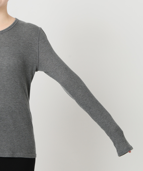 Deuxieme Classe（ドゥーズィエムクラス）の「テレコ ロングスリーブ プルオーバー（Tシャツ/カットソー・レディース・ホワイト/チャコールグレー・FREE）」の21枚目の写真