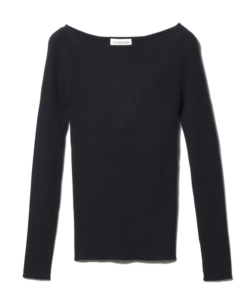 ESTNATION(エストネーション)の「ESTNATION / ボートネックニット(ニット/セーター・レディース・イエロー/オフホワイト/ライトブルー/ネイビー・FREE)」の4枚目の写真