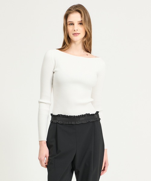 ESTNATION(エストネーション)の「ESTNATION / ボートネックニット(ニット/セーター・レディース・イエロー/オフホワイト/ライトブルー/ネイビー・FREE)」の2枚目の写真