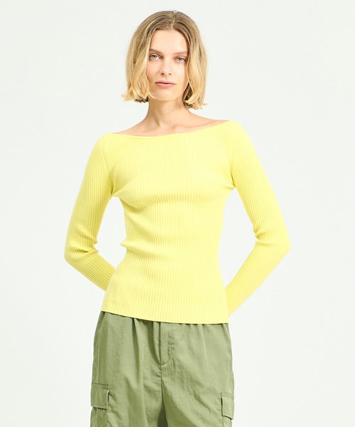 ESTNATION(エストネーション)の「ESTNATION / ボートネックニット(ニット/セーター・レディース・イエロー/オフホワイト/ライトブルー/ネイビー・FREE)」の1枚目の写真