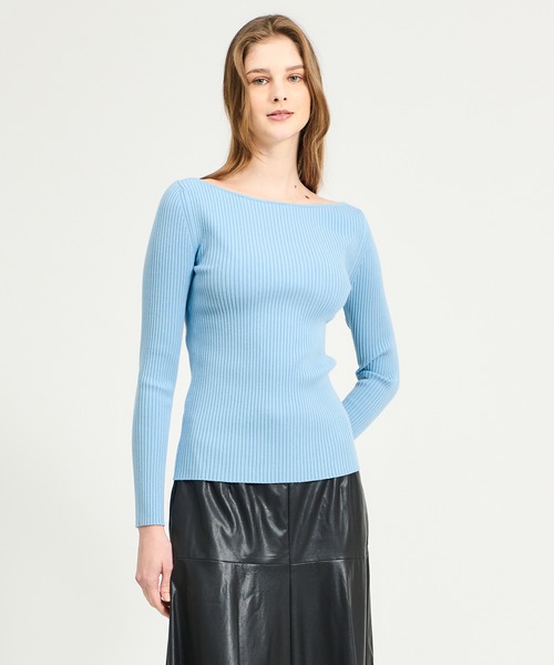 ESTNATION(エストネーション)の「ESTNATION / ボートネックニット(ニット/セーター・レディース・イエロー/オフホワイト/ライトブルー/ネイビー・FREE)」の3枚目の写真