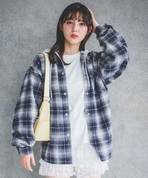 10C REPIPI（ジューシーレピピ）の「チェックフードシャツジャケット（ブルゾン）」
