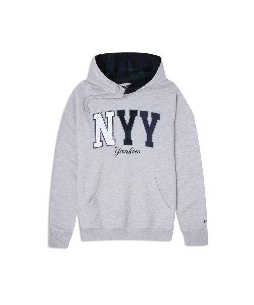 NEW ERA(ニューエラ)の「ニューエラ【NEW ERA】- ニューヨーク ヤンキース プルオーバーパーカー【NEW YORK YANKEES PLAID HOODIE BLACKWATCH】(パーカー・メンズ・グレー・MEDIUM/LARGE/X-LARGE/XX-LARGE)」の1枚目の写真