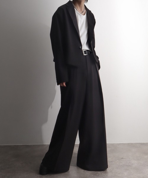 welise-TSUKUROI-】WOOL MIX 540gTR Deep 1Tuck Wide Buggy Slacks