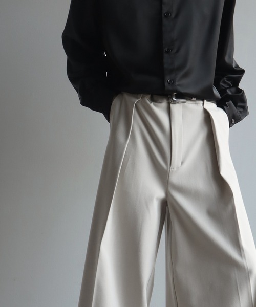 welise(ウェライズ)の「【welise-TSUKUROI-】WOOL MIX 540gTR Deep 1Tuck Wide Buggy Slacks/ワイドバギースラックス(スラックス・メンズ・オフホワイト/ブラック・S/M/L)」の10枚目の写真
