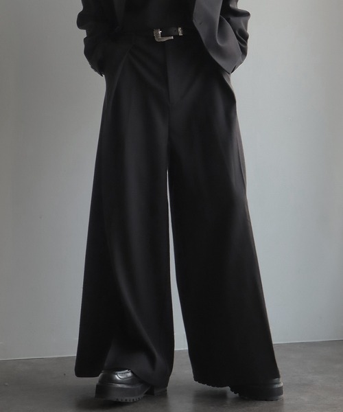 welise-TSUKUROI-】WOOL MIX 540gTR Deep 1Tuck Wide Buggy Slacks