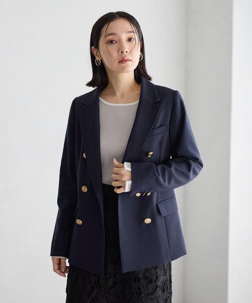 Andemiu(アンデミュウ)の「【S/Mサイズ展開】キンボタンジャケット636597(テーラードジャケット・レディース・ネイビー/アイボリー/ミント/ライトベージュ・SMALL/MEDIUM)」の1枚目の写真