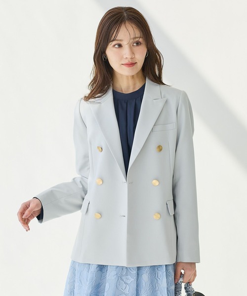Andemiu(アンデミュウ)の「【S/Mサイズ展開】キンボタンジャケット636597(テーラードジャケット・レディース・ネイビー/アイボリー/ミント/ライトベージュ/コーラル/ライトブルーグレー・SMALL/MEDIUM)」の2枚目の写真