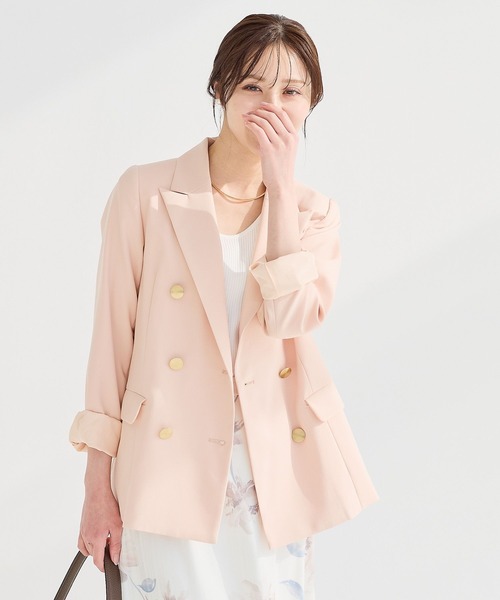 Andemiu(アンデミュウ)の「【S/Mサイズ展開】キンボタンジャケット636597(テーラードジャケット・レディース・ネイビー/アイボリー/ミント/ライトベージュ/コーラル/ライトブルーグレー・SMALL/MEDIUM)」の6枚目の写真