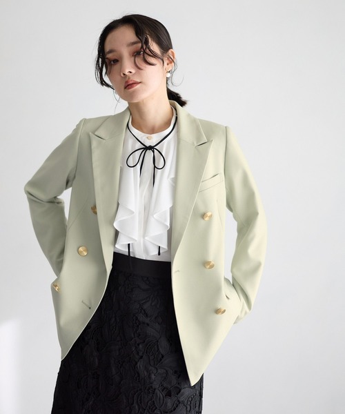 Andemiu(アンデミュウ)の「【S/Mサイズ展開】キンボタンジャケット636597(テーラードジャケット・レディース・ネイビー/アイボリー/ミント/ライトベージュ・SMALL/MEDIUM)」の4枚目の写真