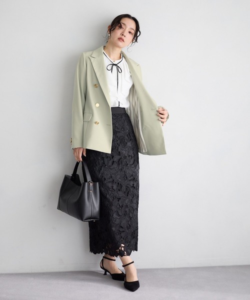 Andemiu(アンデミュウ)の「【S/Mサイズ展開】キンボタンジャケット636597(テーラードジャケット・レディース・ネイビー/アイボリー/ミント/ライトベージュ・SMALL/MEDIUM)」の5枚目の写真